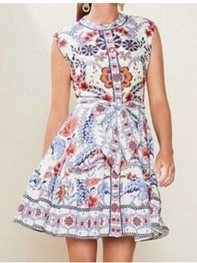 A Loves A EEUC Patterned Floral Sleeveless Dress Small Belted